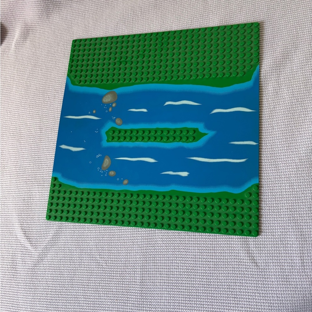 Lego vintage baseplate 32x32 Green Island River water 6252 Rocky River Retreat